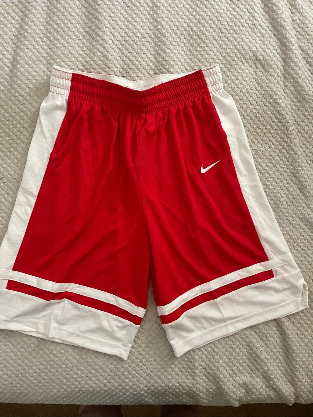 Nike Men’s Red and White Athletic Basketball Shorts